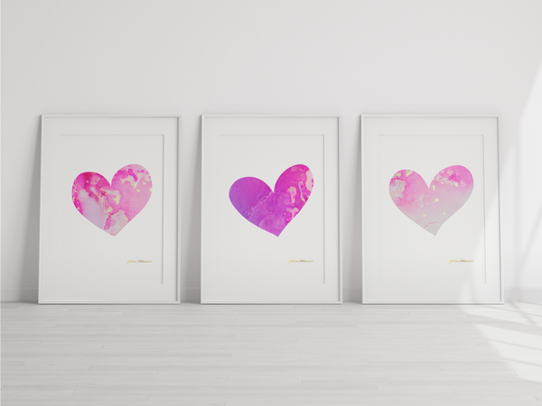 Hallie Heart Triptych - Glitter Enthusiast