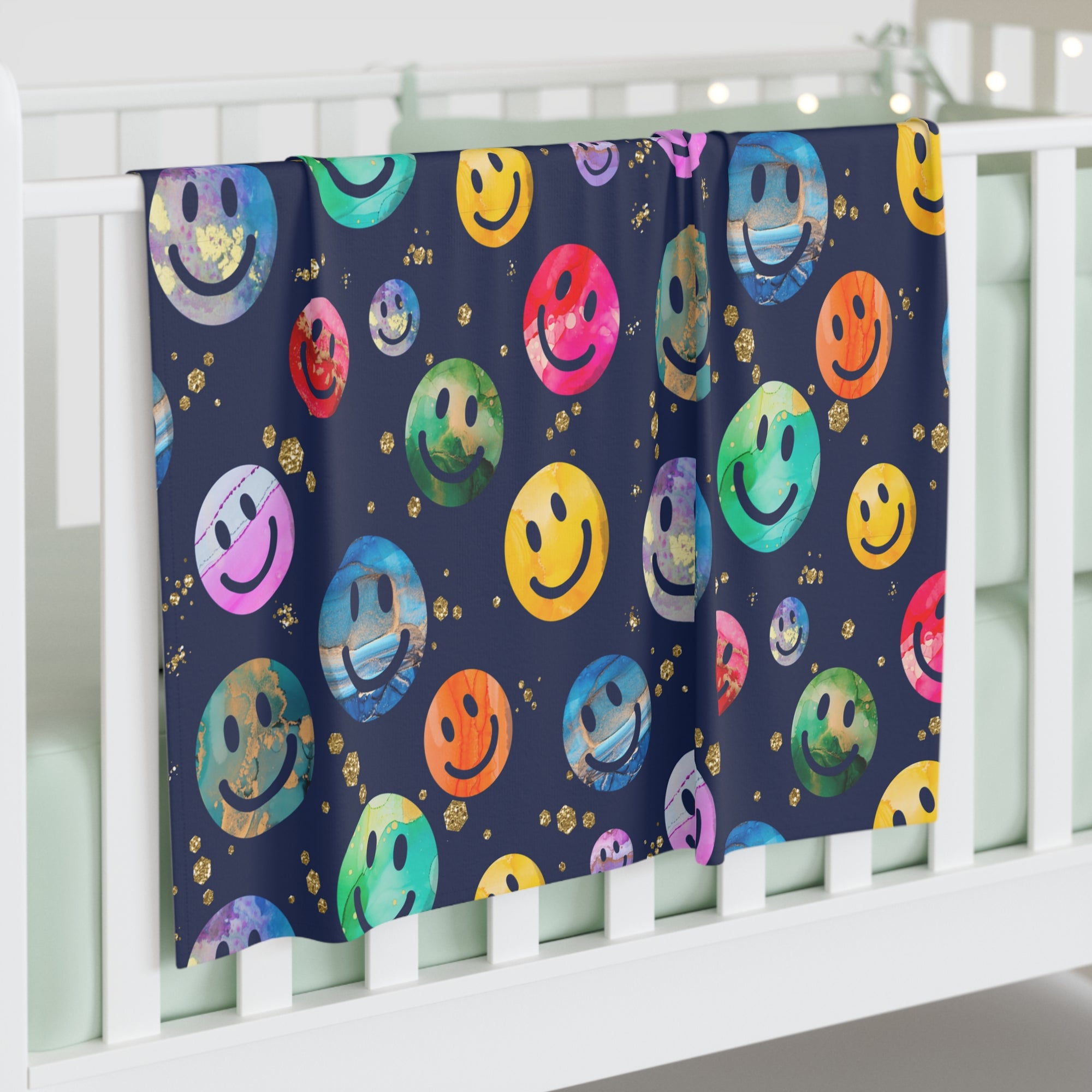 Navy Happies Baby Swaddle Blanket