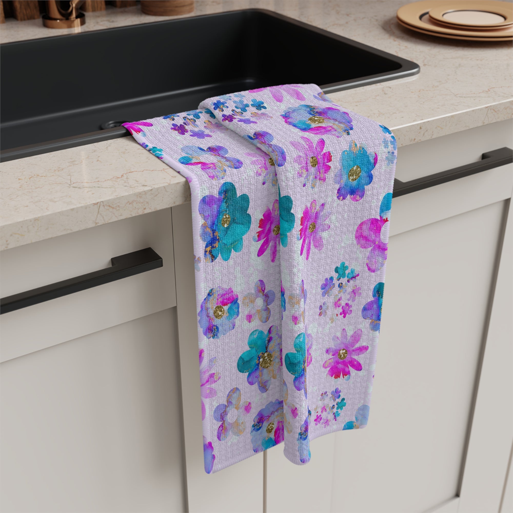 Laura Flowers Microfiber Tea Towel