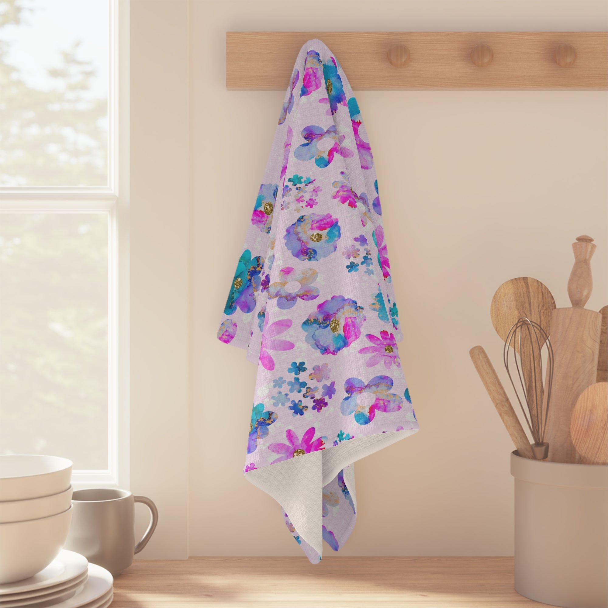 Laura Flowers Microfiber Tea Towel