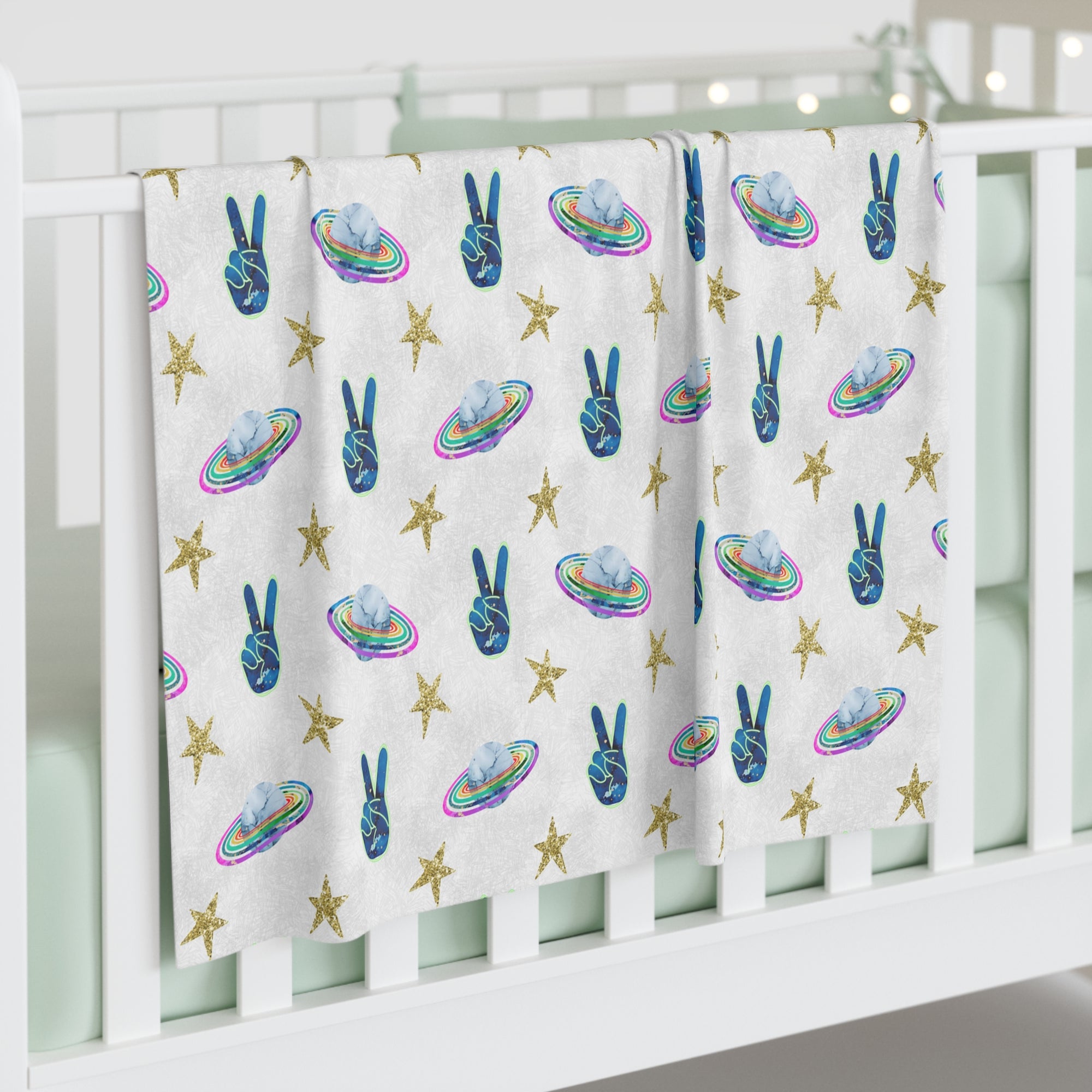 Gray Peace Baby Swaddle Blanket