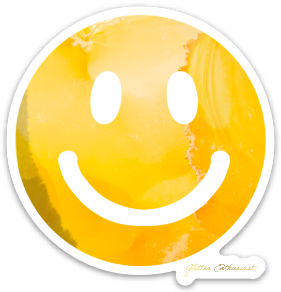 Yellow Smiley Sticker - Glitter Enthusiast