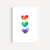 Happy Rainbow Triple Heart Print