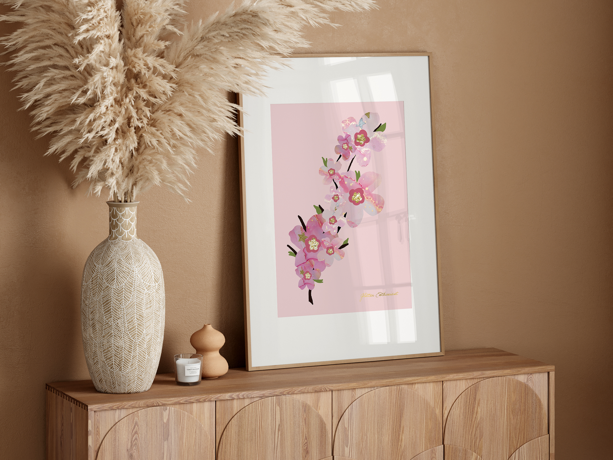 Cherry Blossom Print - Pink Background