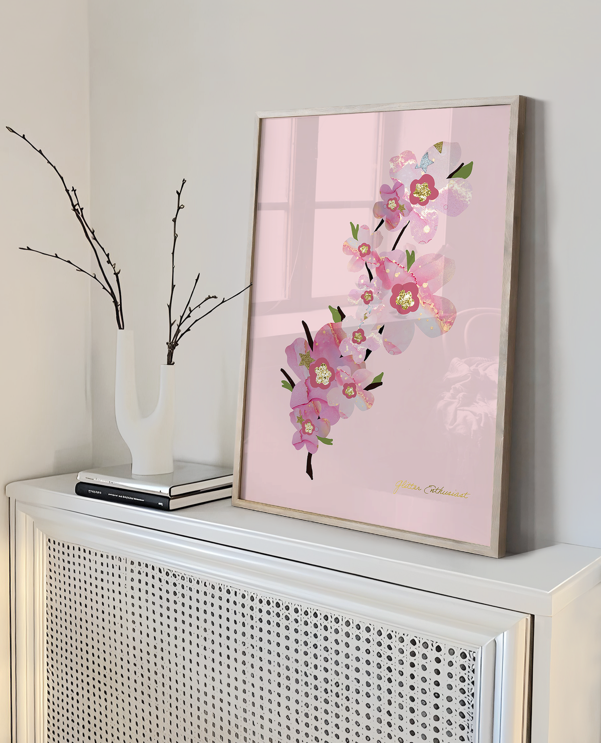 Cherry Blossom Print - Pink Background