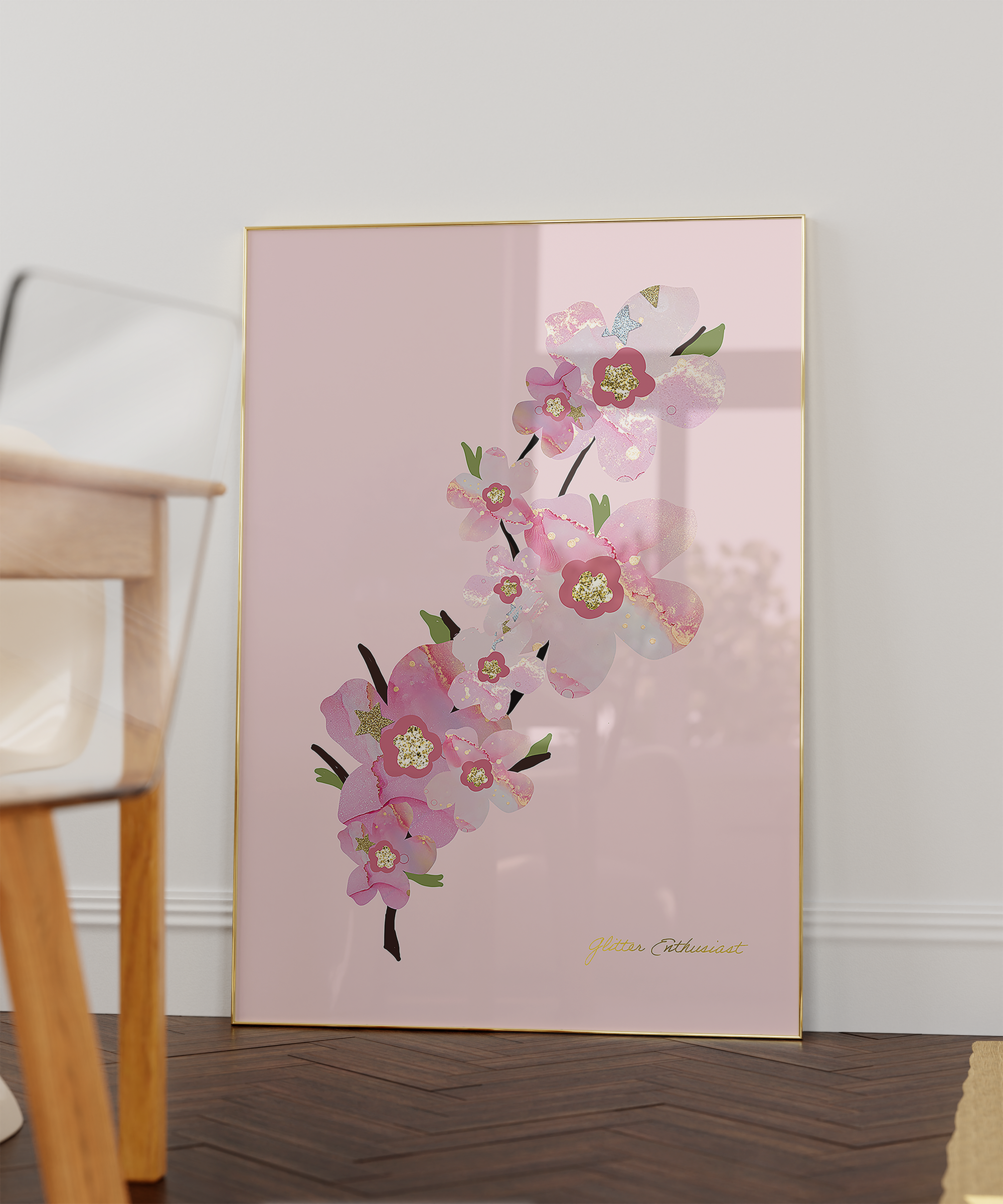 Cherry Blossom Print - Pink Background