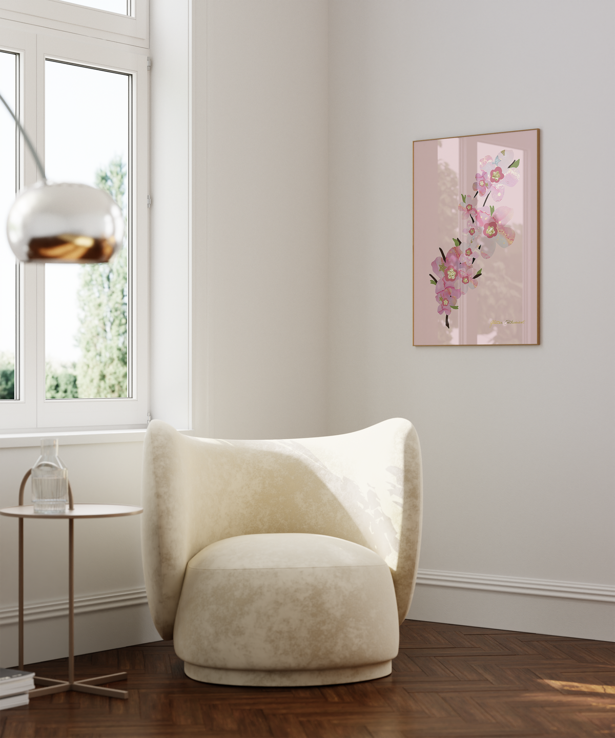 Cherry Blossom Print - Pink Background